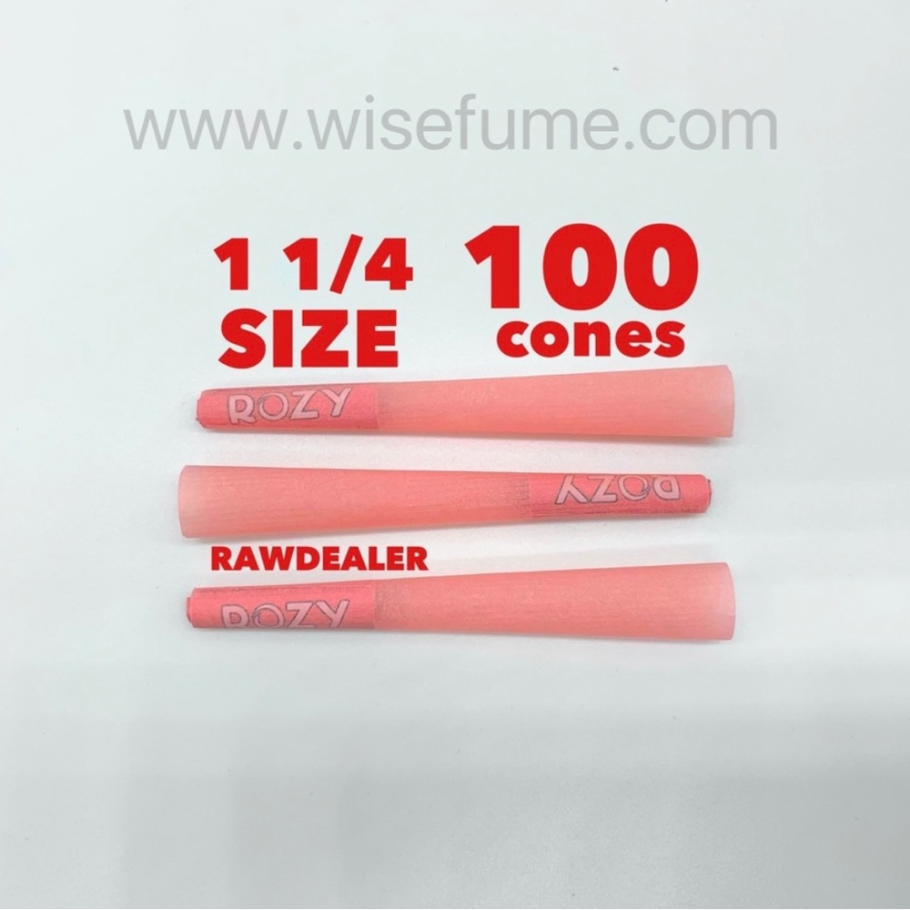 ROZY Pink rose Pre Rolled Cones with filter tip 11/4 size European paper (100PK)